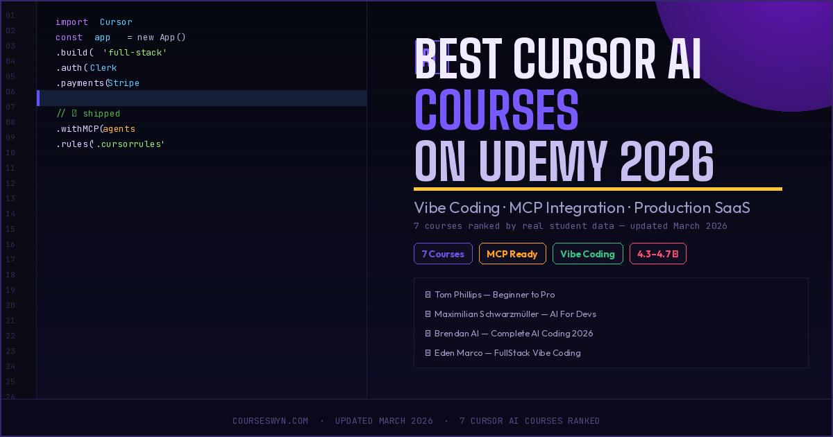 7 Best Cursor AI Courses on Udemy in 2026 (Vibe Coding, MCP & Production Apps)
